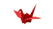 © Designer - Red paper origami crane bird craft isolated on transparent background
