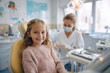 © Popelniushka - Young girl at a pediatric dental clinic during a gentle checkup in a bright, friendly setting