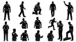 © Khoirul - Police Officer Silhouettes Vector Set: Law Enforcement Poses  Actions for Public Safety Graphics