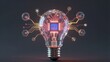 © joeycheung - Futuristic light bulb with glowing circuitry, symbolizing innovation and technology.