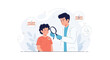 © Liora - Dermatologist Examining Child's Skin with Magnifying Glass - Medical Illustration