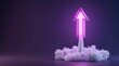 © Aish-Studio - Glowing purple arrow symbol taking off with smoke and dramatic lighting, representing growth, success, and new beginnings.