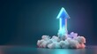 © Aish-Studio - Glowing blue arrow launches upwards through colorful smoke, symbolizing rapid growth and success in business and technology
