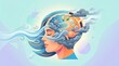 © madu - Conceptual illustration of a woman with clouds and stormy weather inside her mind mentalhealth