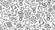 © Dieke - Vibrant monochrome pattern of sports, hobbies and leisure icons interwoven across a seamless design.
