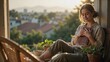 © Marc - A woman enjoying a quiet moment with a book on a sunny balcony.