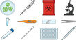 © Tayyebur  - Set of virology research laboratory tools and medical equipment for scientific testing analysis