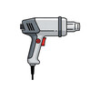 © ilham - Vector illustration of a professional heat gun tool, a handheld electric device used for industrial applications, diy projects, paint stripping, and shrinking tubing, isolated on white background