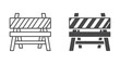© Jahura - Construction road barrier icon set in outline and solid style. Vector illustration