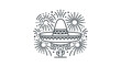 © Miranda Intan - Cinco de Mayo Sombrero and Fireworks Line Art Illustration