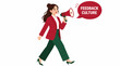 © Deni - Woman with megaphone promoting feedback culture concept.