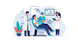 © Michael - Patient receives professional dental care from a team of doctors in a modern dentist office equipped with medical technology.