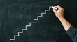 © Rafiqul - Hand drawing chalk stairs on blackboard representing growth and success