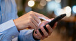 © Mamer - Close Up of Hand Using Smartphone at Night, Mobile Technology and Digital