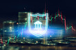 © Keaw - Banking security concept with shield icon, stacked coins and financial chart. Represents asset protection, secure investments, risk management, financial safety and digital banking services.