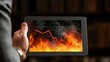© hariyanti - Tablet displays a fiery graph showing a sharp downward trend