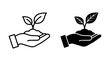 © Irtiko - Vector graphic illustration of hands holding a growing plant design
