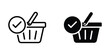© Tufazzul - Shopping basket icons with check mark symbols for e-commerce and online retail interface design