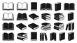 © SojibRoy - Collection of Open and Closed Book Silhouettes Vector Illustrations Isolated on White