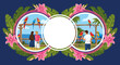 © Erik - Summer tropical vacation banner with people parrots and flowers
