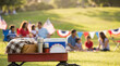 © val_webart - Red wagon filled with picnic supplies for 4th July Independence Day