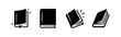 © Lili - Four book icons in black silhouette on a white background