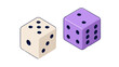 © Mark - Two isometric dice in cream and purple vector style