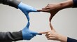 © PixelPulse - Hands In Protective Gloves Framing A Blank Space To Represent Ideas