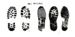 ©  Designer - Set of different shoe sole patterns and footprints showing various tread designs in black ink