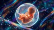 © Gophotograph - Detailed digital illustration of a human fetus inside an amniotic sac.