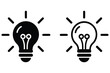 © Shamsun - Two light bulb icons featuring simple line art and solid black fill for innovation and discovery, vector collection