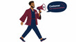 © Ahmad - Man walking with megaphone for customer acquisition.