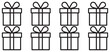 © MDRAKIBUL - Celebration icon set with gift box, birthday cake and shopping bag vector illustration eps 10