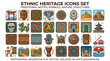 © Queen - Ethnic heritage icons set symbols.