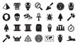 © Vector Galaxy - Set of black icons featuring ancient history and archaeological discoveries