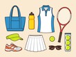 © Heri - Tennis Equipment and Sportswear Set with Tennis Ball and Water Bottle