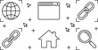 © Nurchhana - Website internet navigation line icon set featuring globe browser window hyperlink chain home and magnifier search
