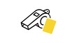 © Lizz - Clean flat vector line icon of a referee holding a yellow card, ideal for soccer rules, penalty alerts, match apps, and sports signage.