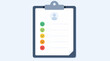 © MstSamrina - Clean flat vector illustration of a clipboard customer satisfaction survey with emoji rating options on a light background, ideal for feedback and service quality designs.