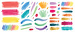© Vector Design - Colorful Watercolor Paint Brush Strokes Vector Set with Splashes Smears and Texture Elements for Banner and Design