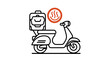 © fasal - Simple clean flat vector line icon featuring a hot food scooter courier, suited for meal delivery apps, dispatch dashboards, and promo banners.