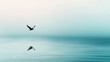© Somporn Na Ubon - Serene bird flying over calm water reflects its silhouette in tranquil surface, creating dreamlike atmosphere
