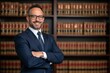 © Yuliia - Photo Inspiration: Confident Attorney Posing with Crossed Arms in Front of Bookshelf Filled with Law Books