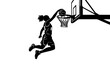 © TXPHIC - Female Basketball Player Silhouette Slam Dunking Ball into Net