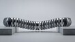 © happie - Polished metallic disc bridge on platforms – Perfect for manufacturing quality or supply chain.