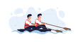 © Jajang - Two Men Rowing Together in a Boat, Representing Teamwork and Collaboration in Sports and Business