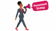 © Graoma - Businesswoman announcing procurement strategy with megaphone.