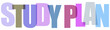 © MST - Colorful overlapping large letters forming the words study plan isolated on transparent background