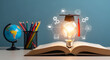 © fitria - Education Light Bulb on Open Book Concept for Knowledge and Innovation