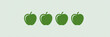 © Rizwan - Five fresh green apples arranged in a straight horizontal line on white background.